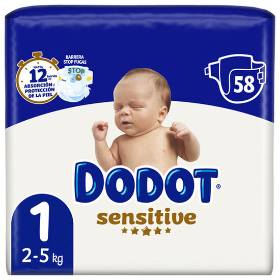 Dodot pañal sensitive talla 1 2-5 kg 58 ud